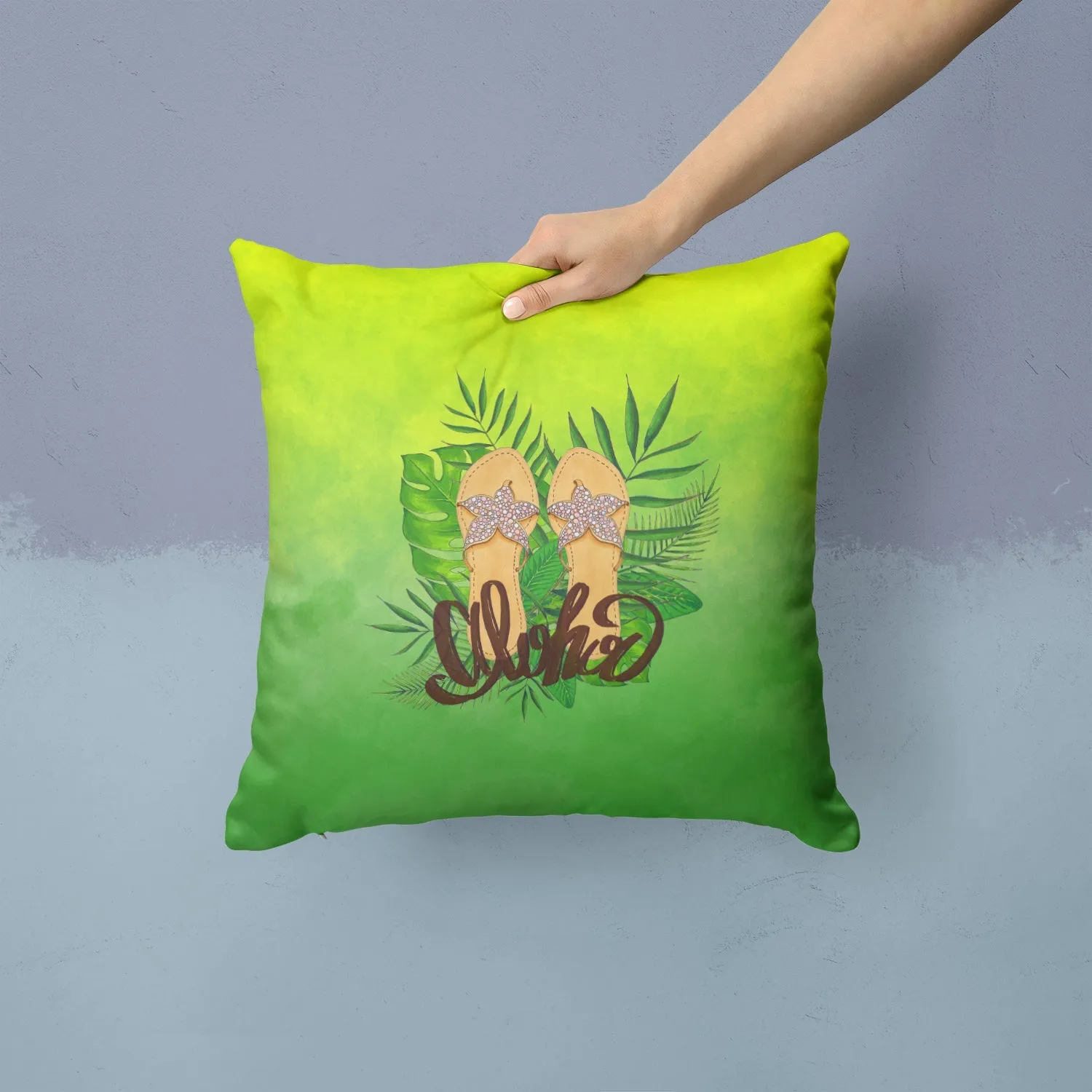 Aloha Flip Flops Fabric Decorative Pillow BB7449PW1414