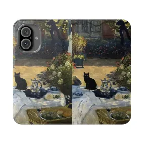 Artistic Cat & Flower Garden Flip Phone Case