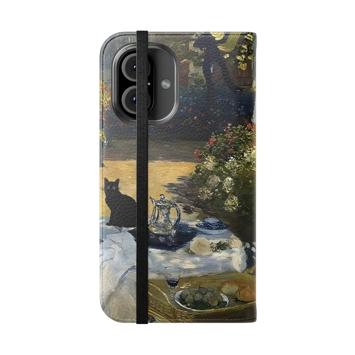 Artistic Cat & Flower Garden Flip Phone Case