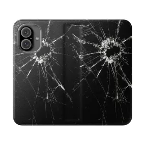 Artistic Cracked Screen iPhone Flip Case