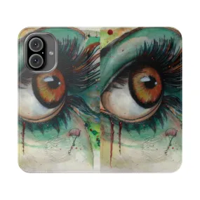 Artistic Encaustic Flip Cover Phone Case - Blink of Eyes Design
