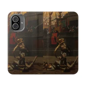 Artistic Gladiator-Inspired Flip Phone Case