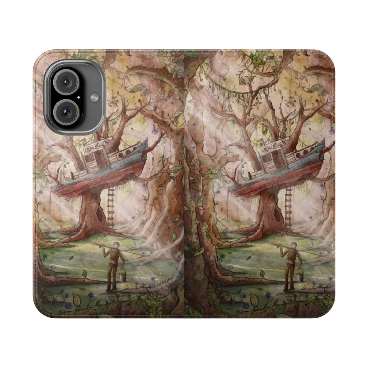 Artistic Nature-Inspired Fisherman Flip Cover Phone Case