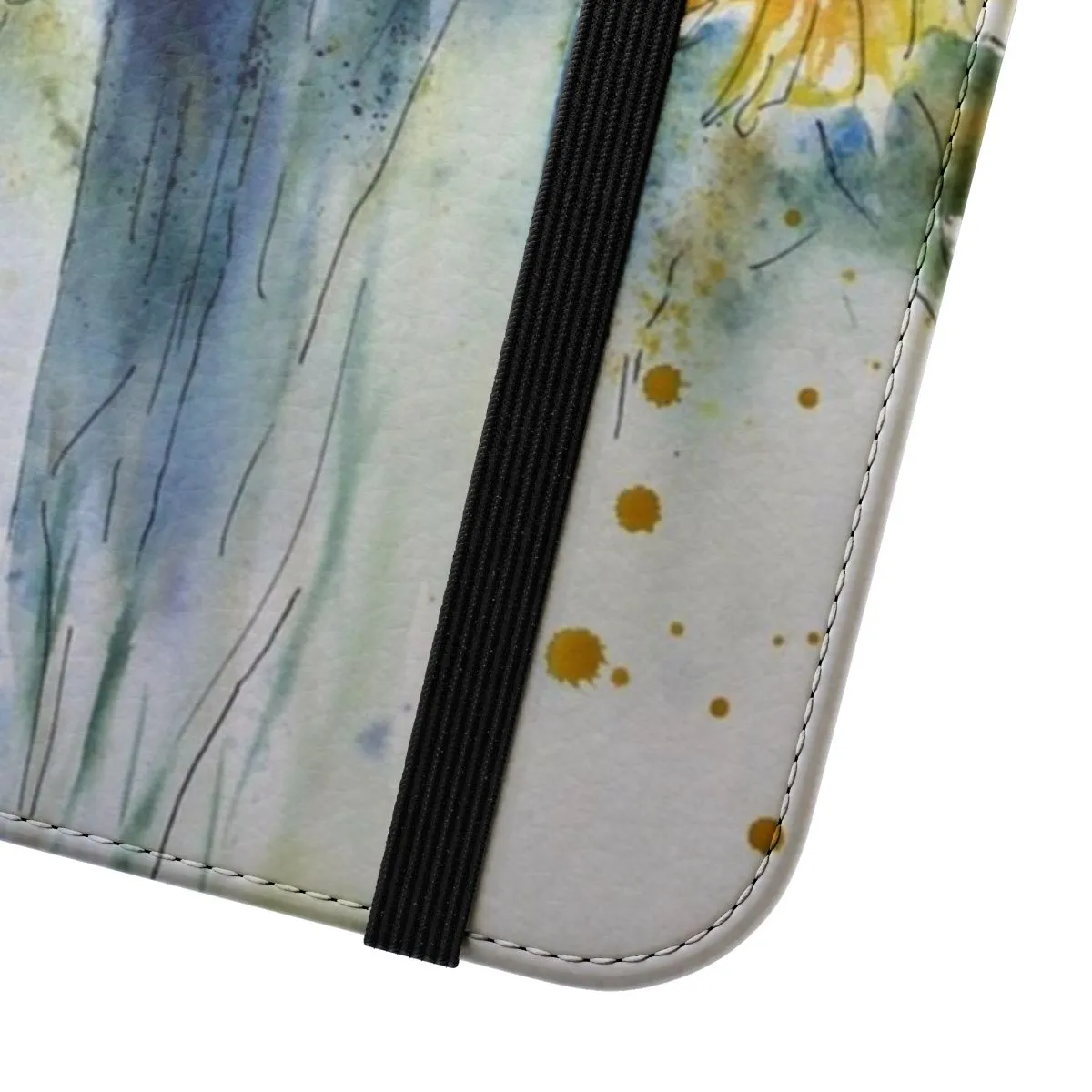 Artistic Watercolor Sunflower Flip Cover Phone Case for iPhone and Samsung Galaxy