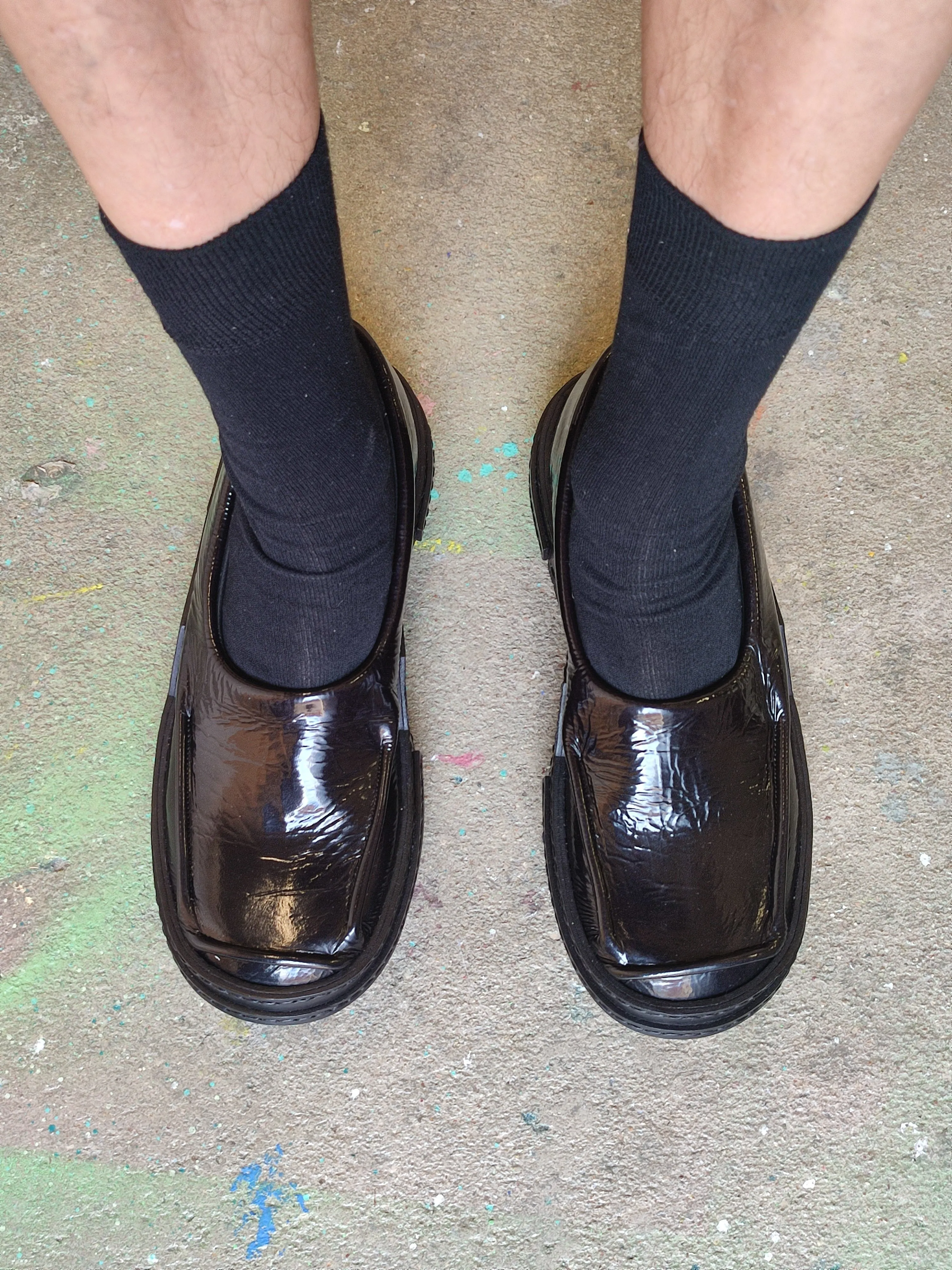 Black Moccasins in Patent Leather