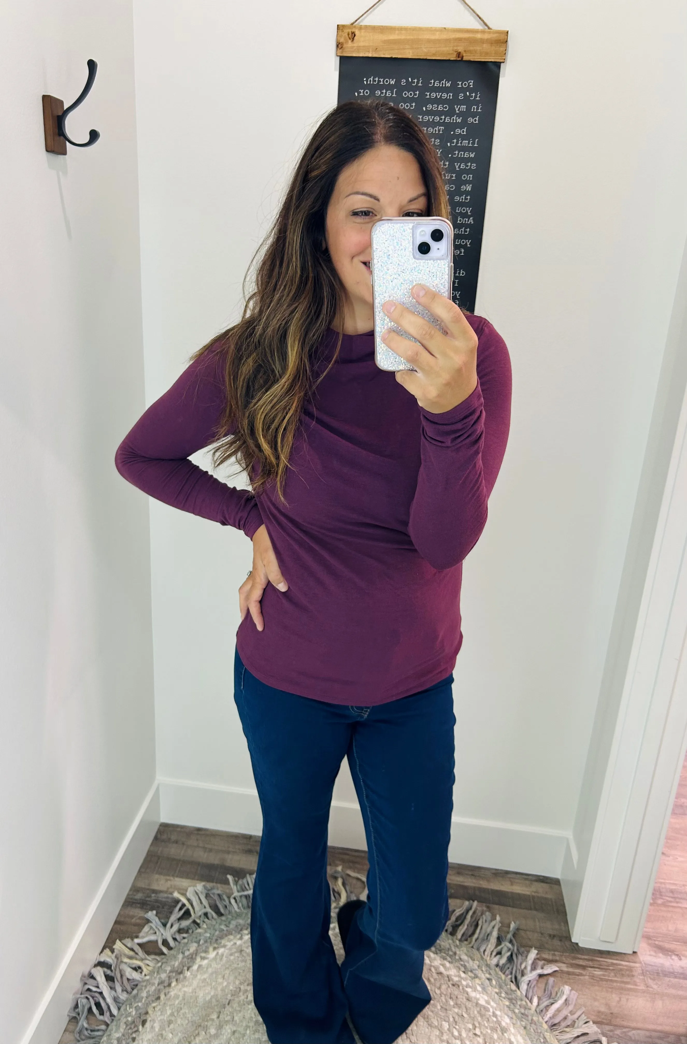 Boat Neck Long Sleeve Top