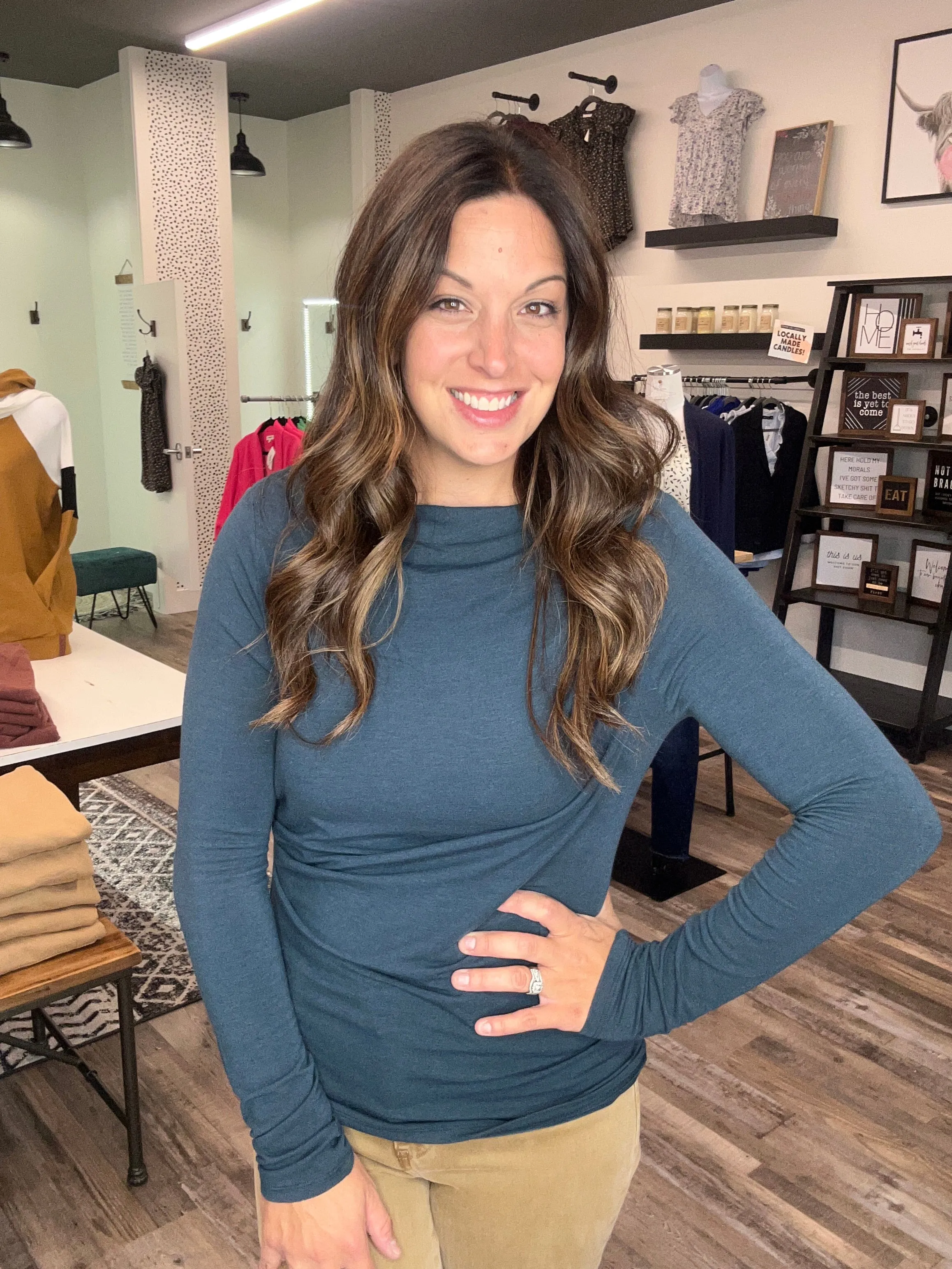 Boat Neck Long Sleeve Top