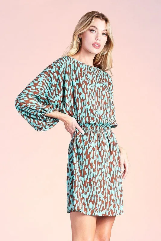 Boat Neck Printed Dress