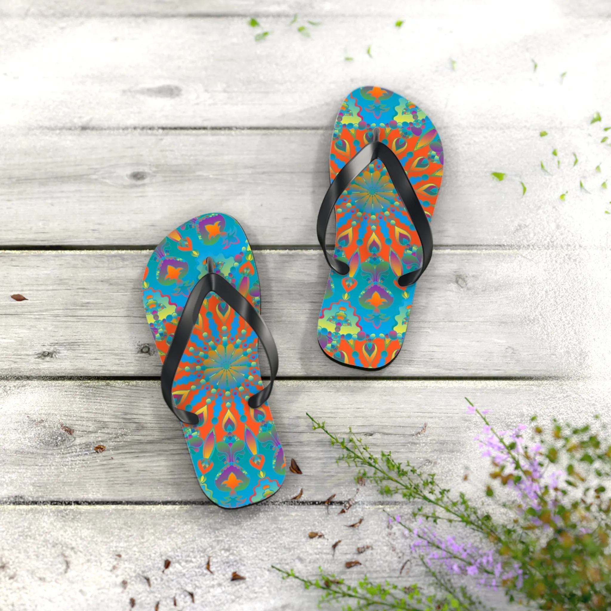 Bohemian Mandala Flip Flops for Beach Style