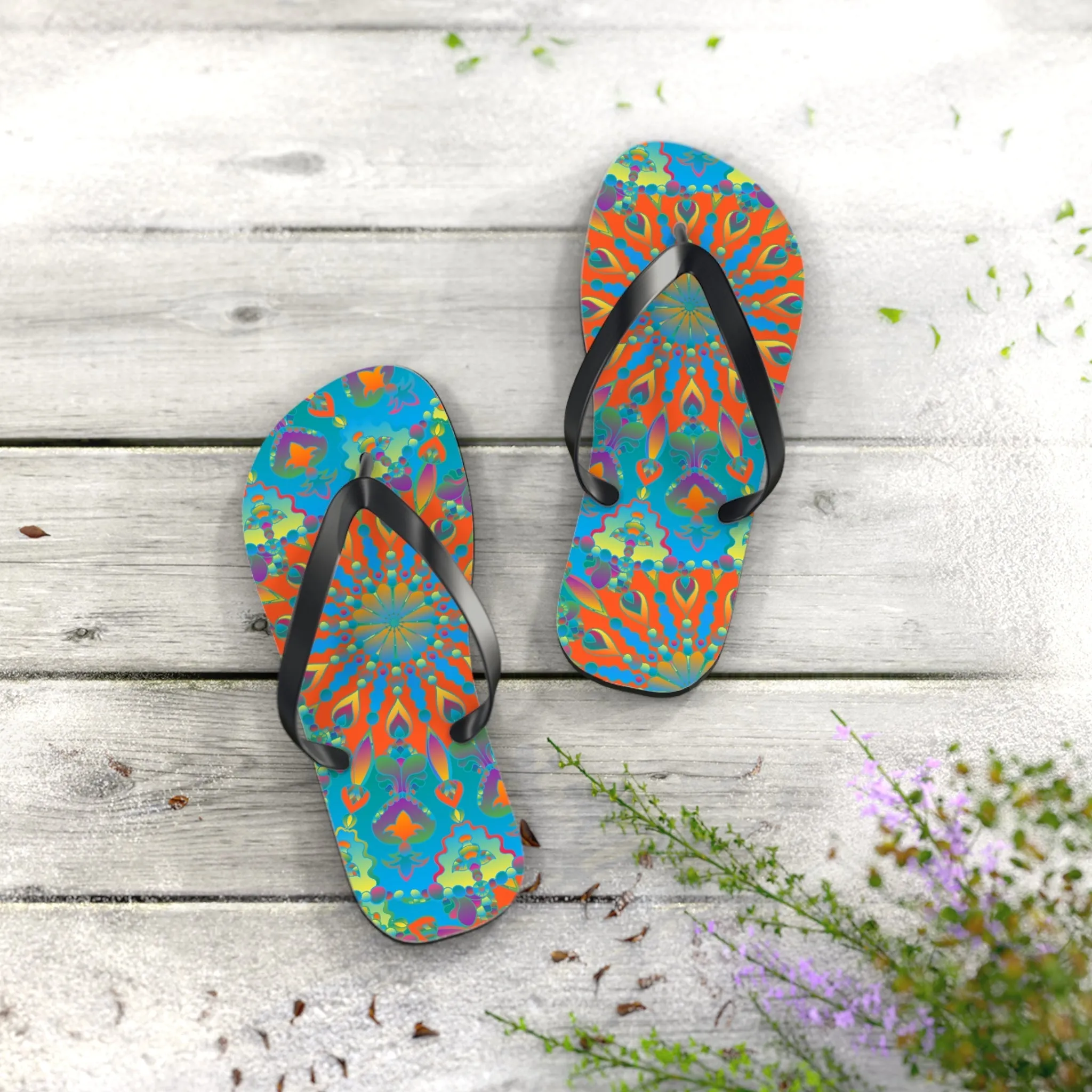 Bohemian Mandala Flip Flops for Beach Style