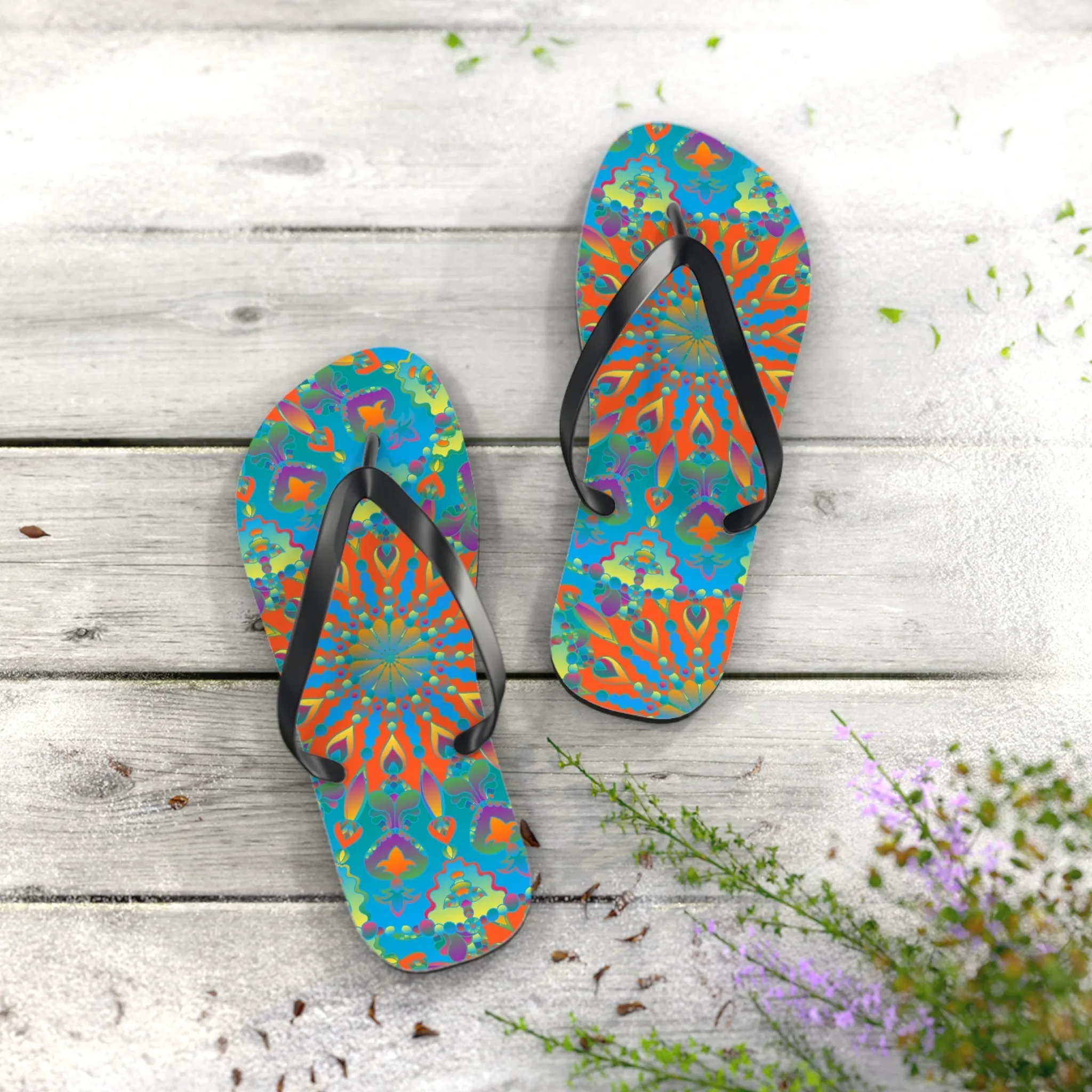 Bohemian Mandala Flip Flops for Beach Style
