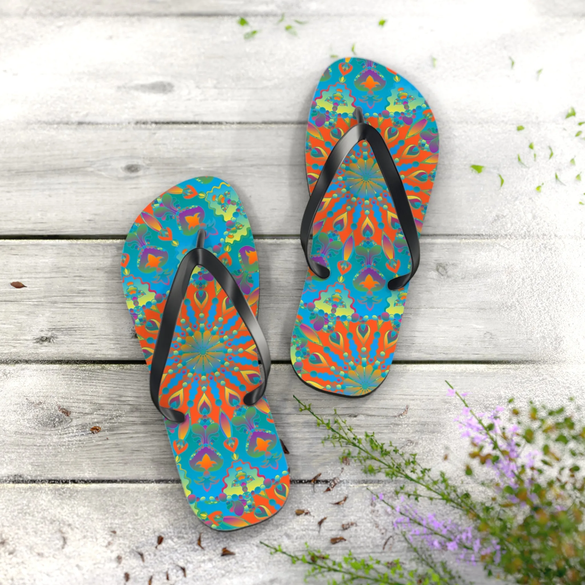 Bohemian Mandala Flip Flops for Beach Style