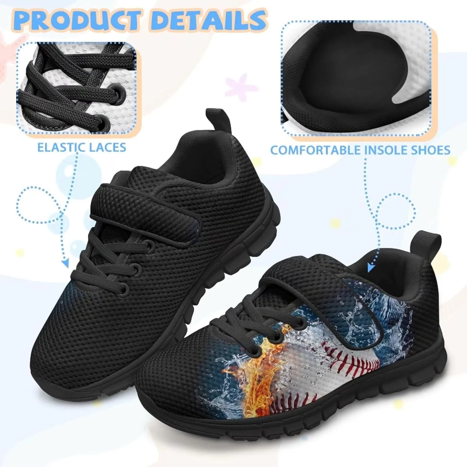 Boys'Skateboarding Shoes,Non-Slip Flat Tennis Shoes Children's Lightweight Strap Sneakers for Travel Jogging