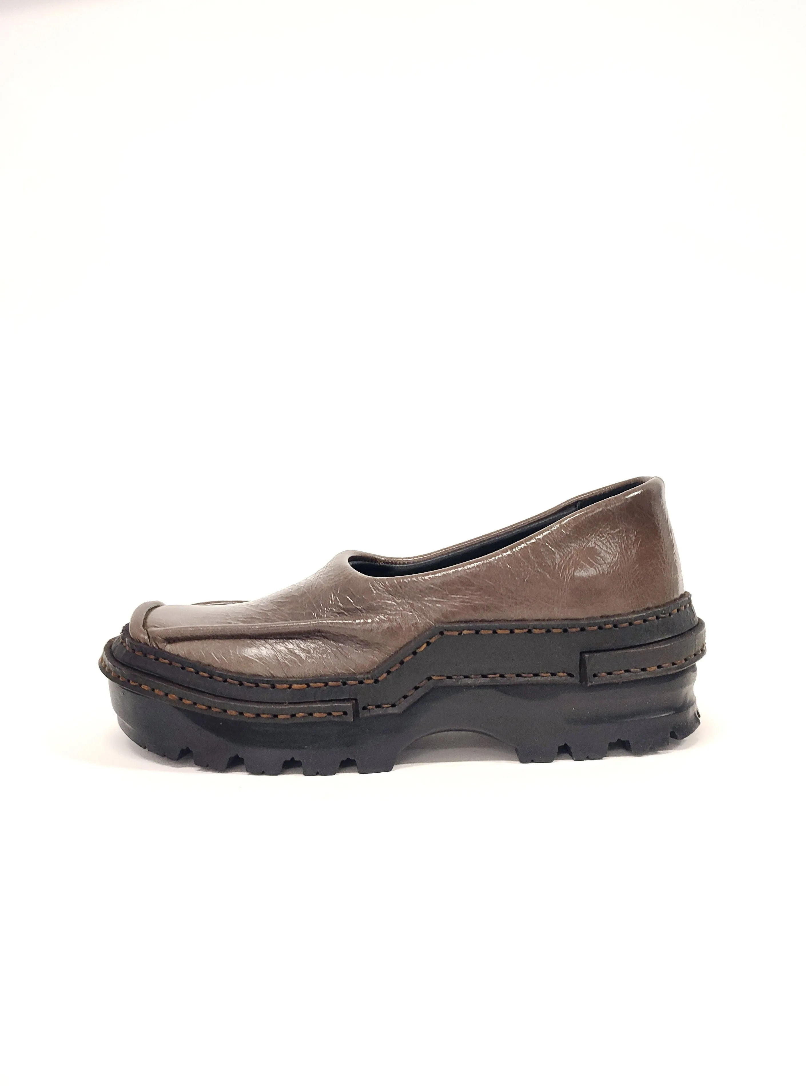 Brown Moccasins in Patent Leather