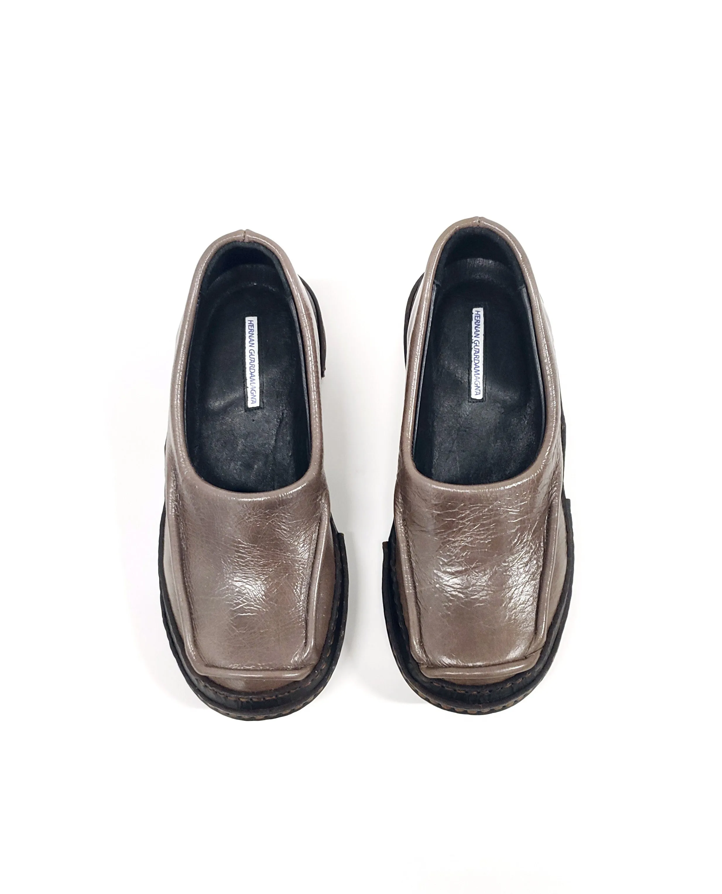 Brown Moccasins in Patent Leather