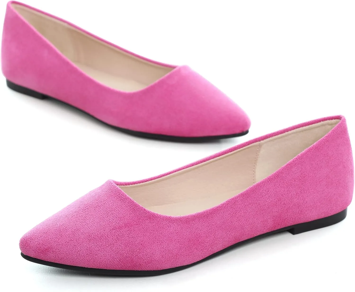 ChaiRong Zhou Women's Classic Simple Pointed Toe Ballet Flats Soft Breathable Slip on Walking Driving Shoes