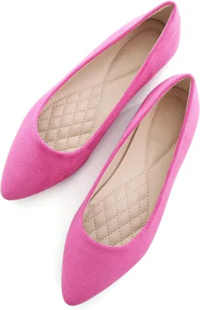 ChaiRong Zhou Women's Classic Simple Pointed Toe Ballet Flats Soft Breathable Slip on Walking Driving Shoes