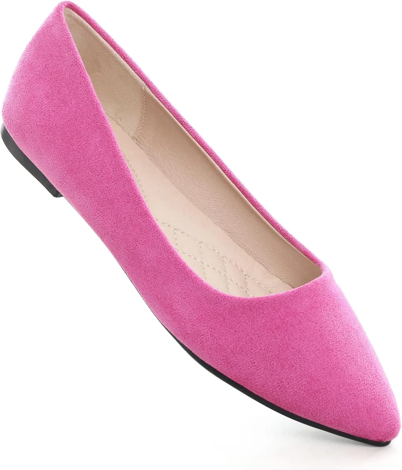 ChaiRong Zhou Women's Classic Simple Pointed Toe Ballet Flats Soft Breathable Slip on Walking Driving Shoes