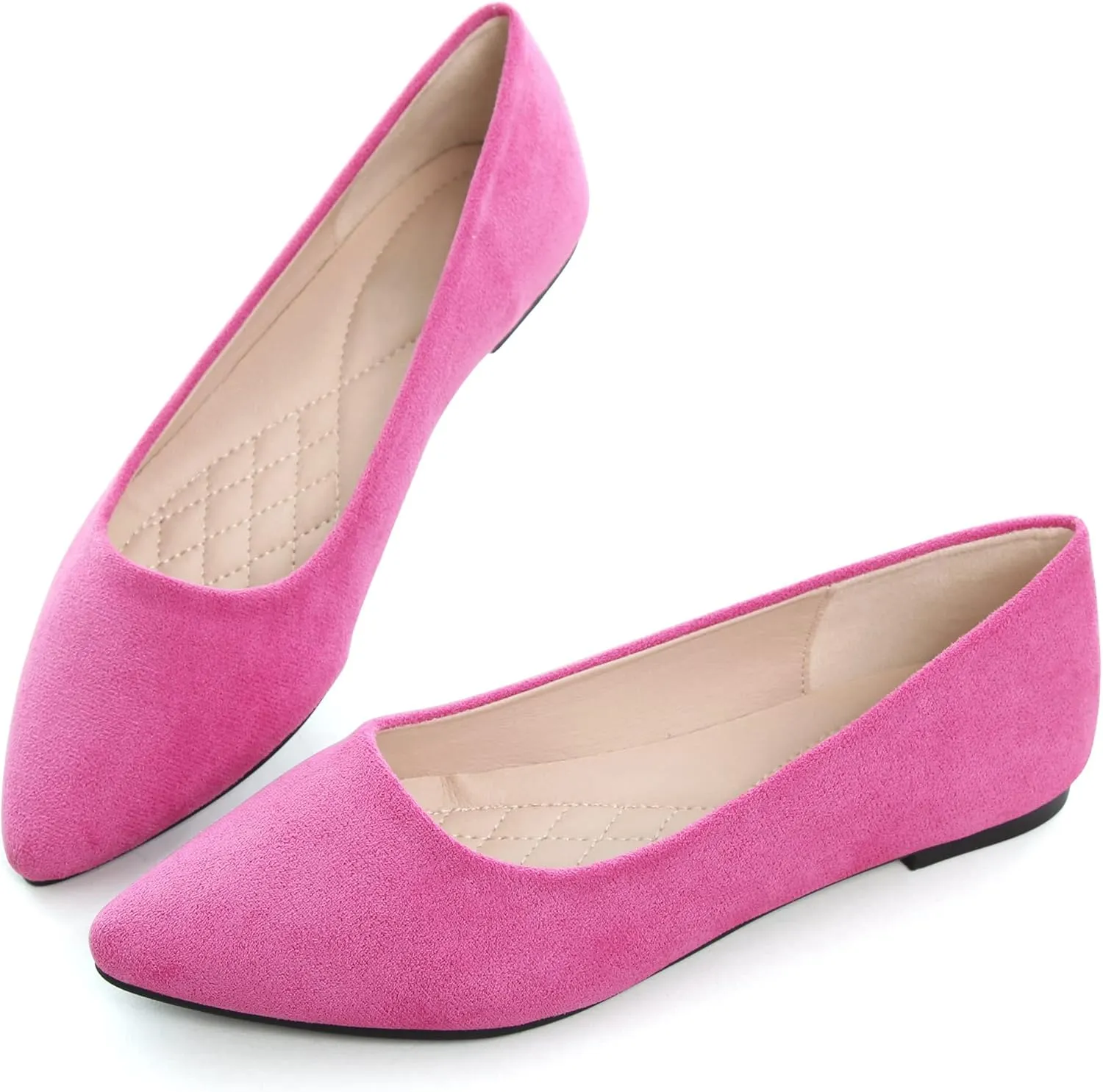 ChaiRong Zhou Women's Classic Simple Pointed Toe Ballet Flats Soft Breathable Slip on Walking Driving Shoes