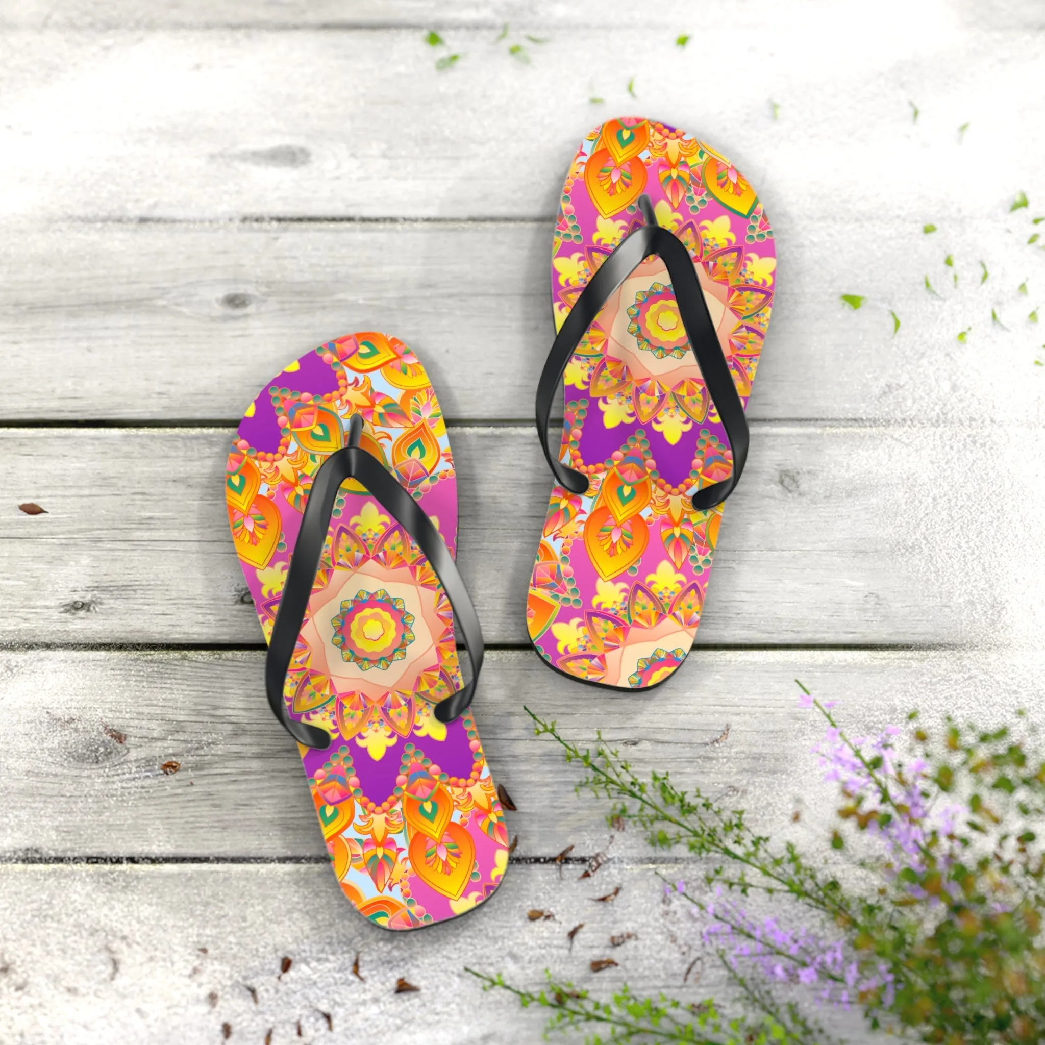 Colorful Bohemian Mandala Flip Flops