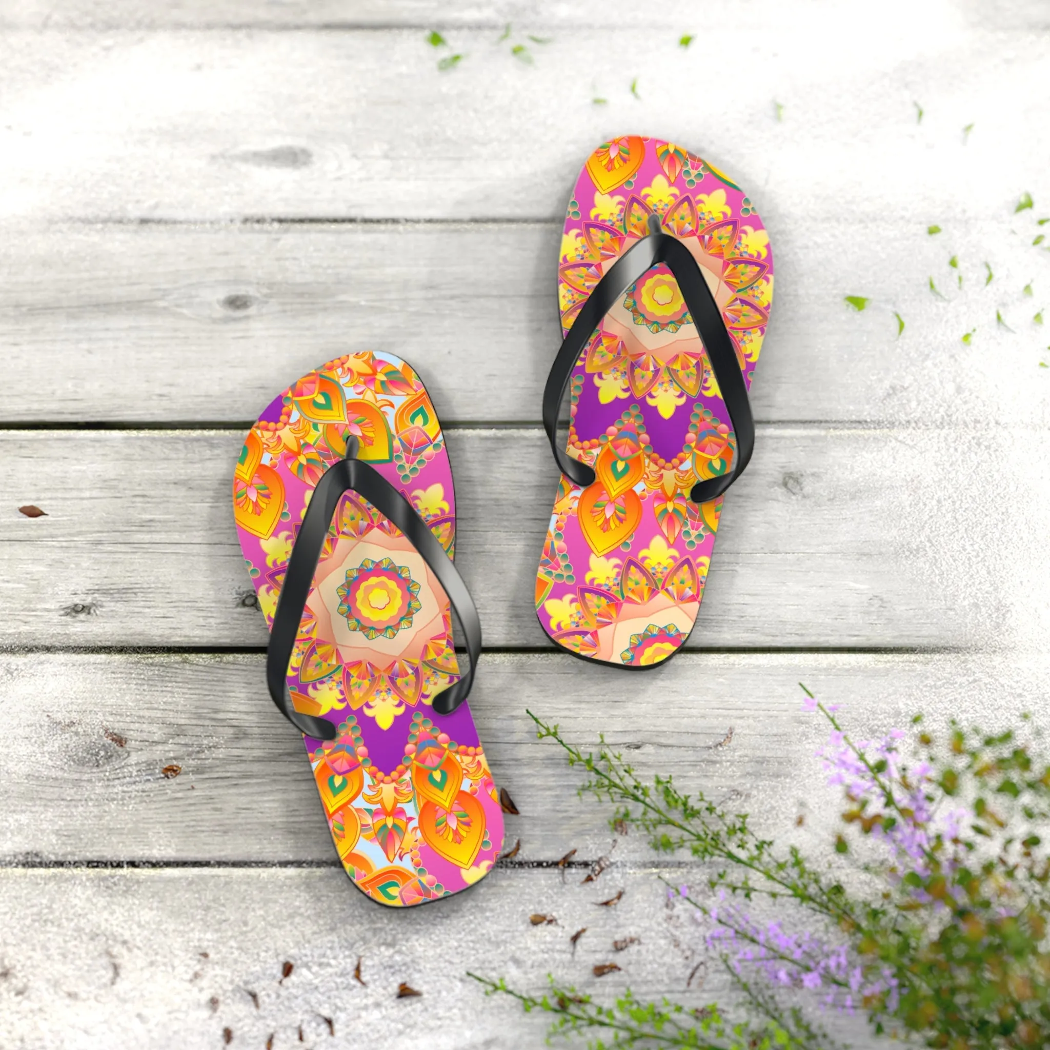 Colorful Bohemian Mandala Flip Flops