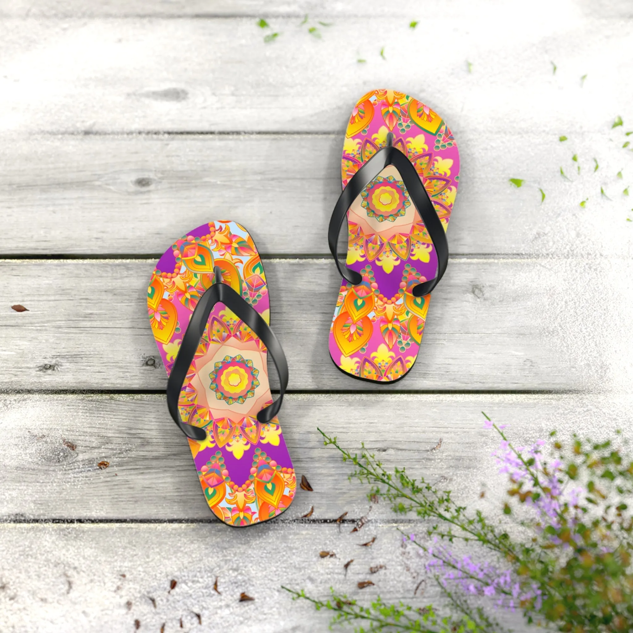 Colorful Bohemian Mandala Flip Flops