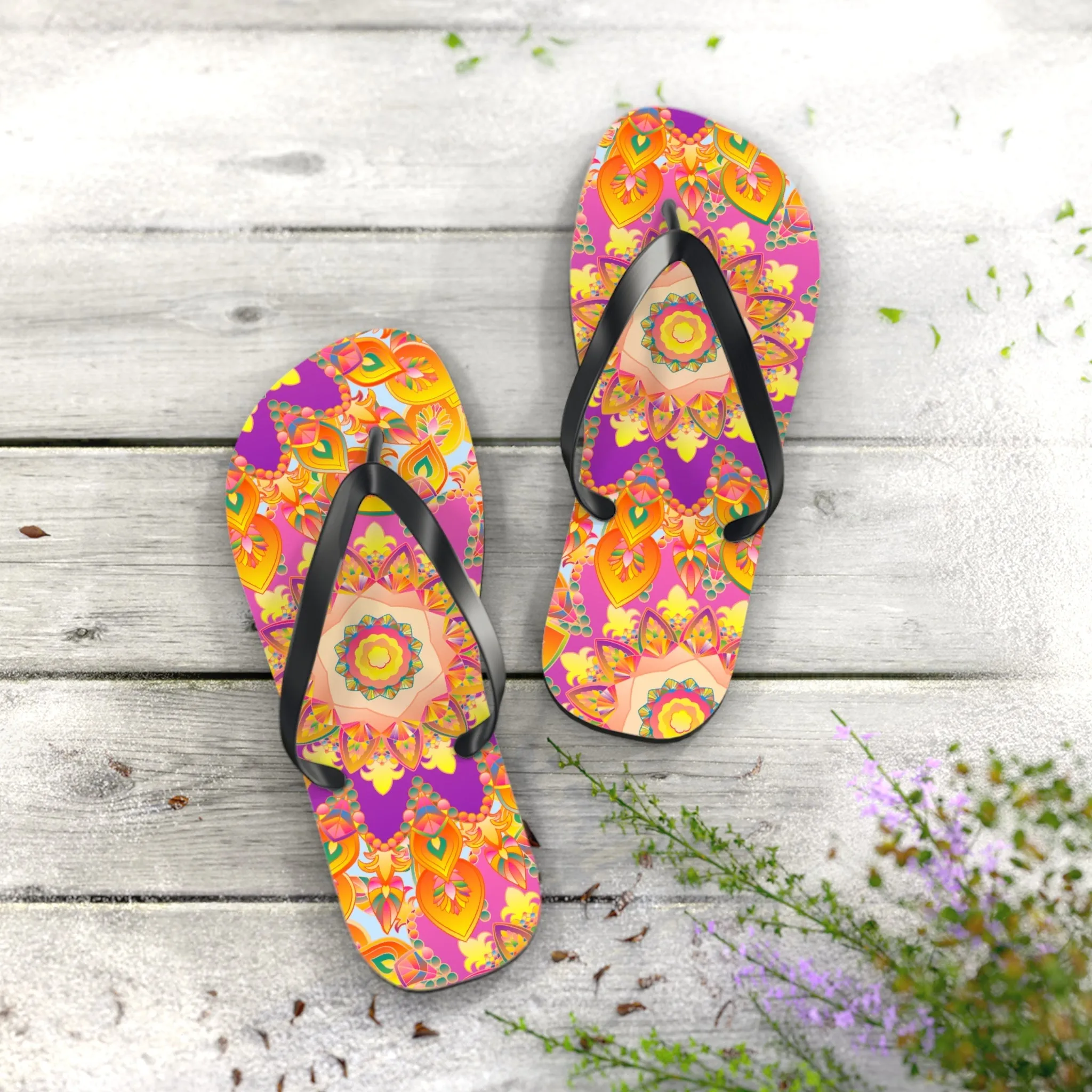 Colorful Bohemian Mandala Flip Flops