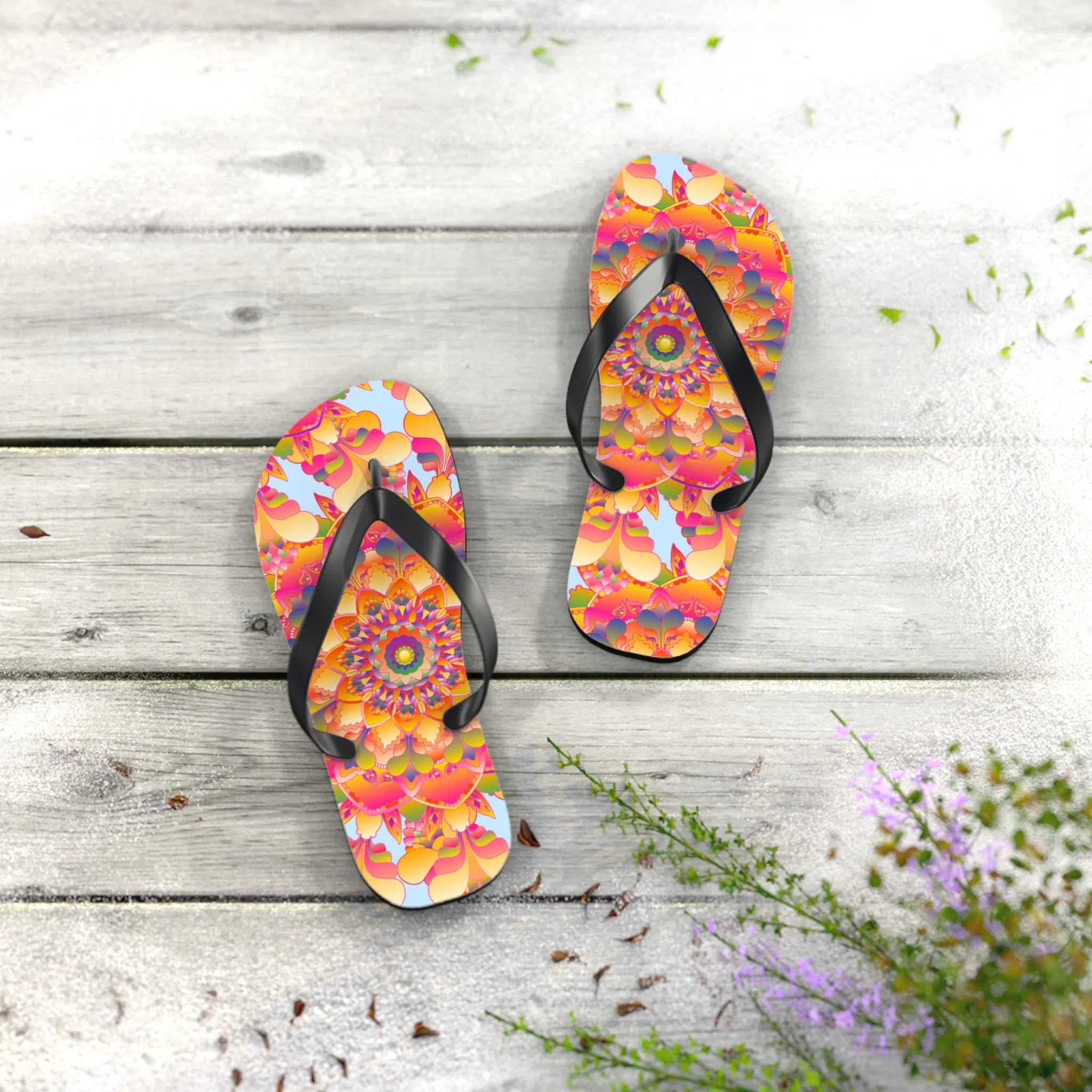 Colorful Boho Mandala Flip Flops