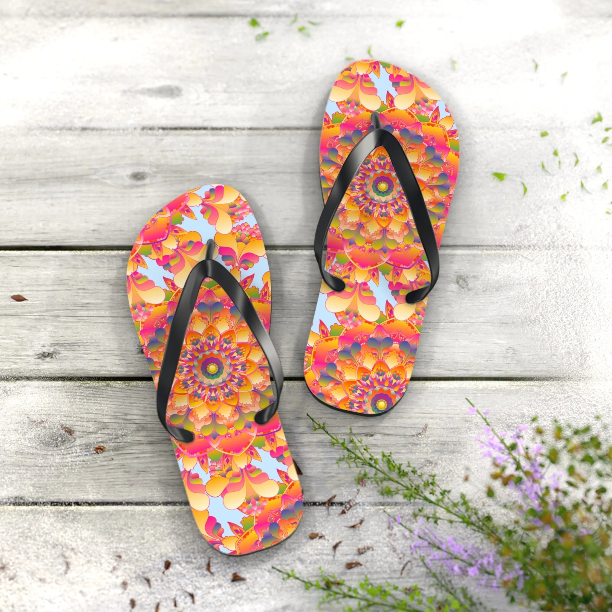 Colorful Boho Mandala Flip Flops