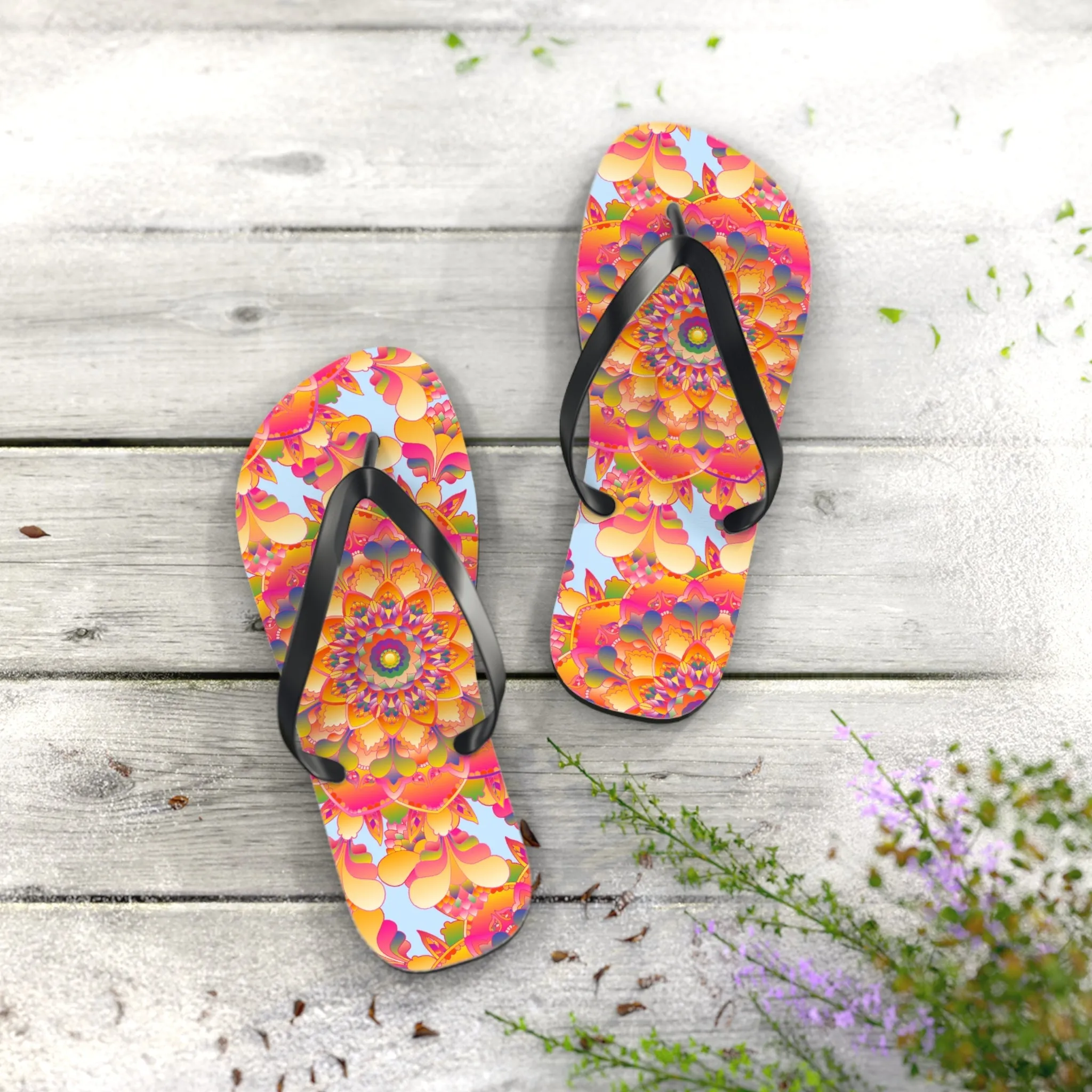 Colorful Boho Mandala Flip Flops