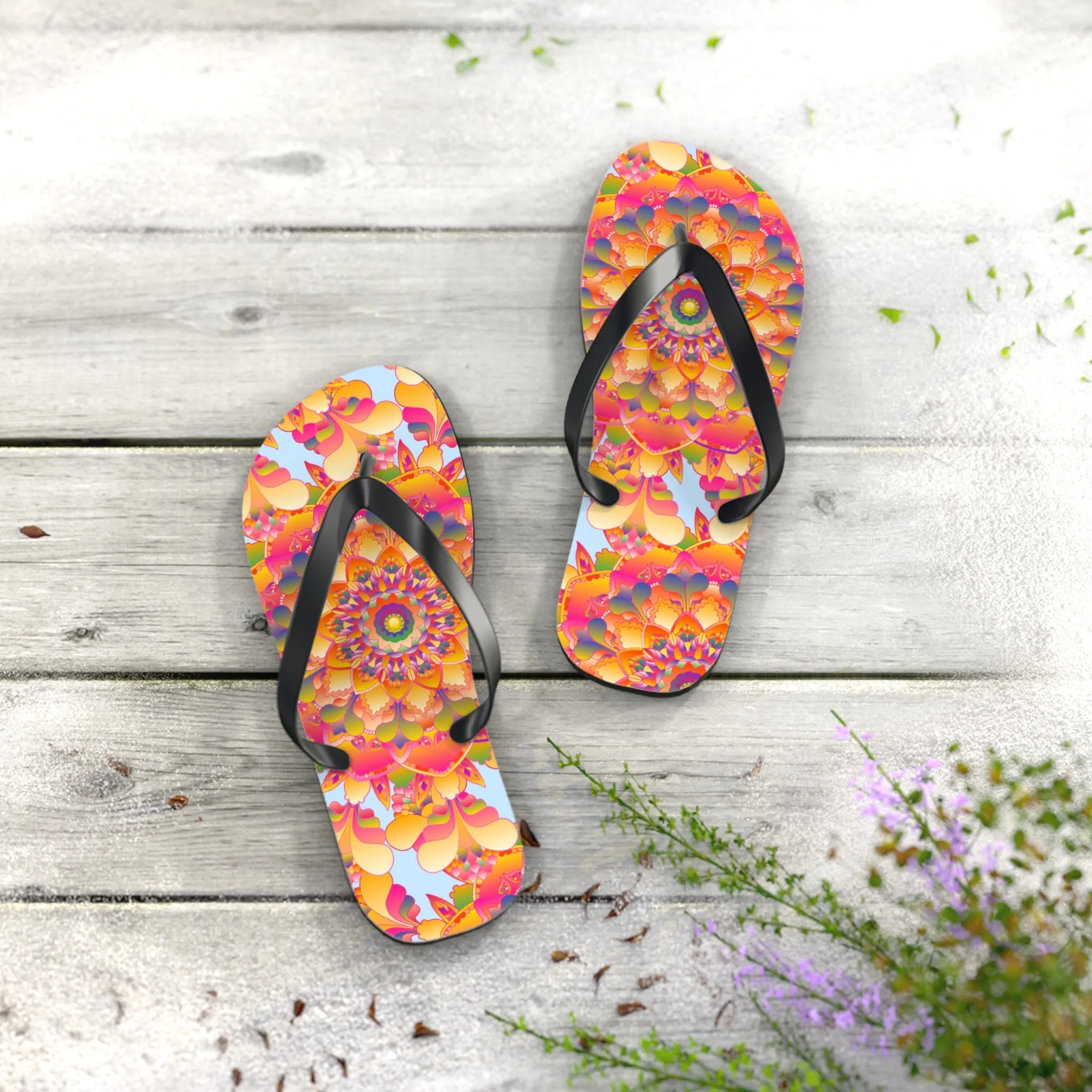Colorful Boho Mandala Flip Flops