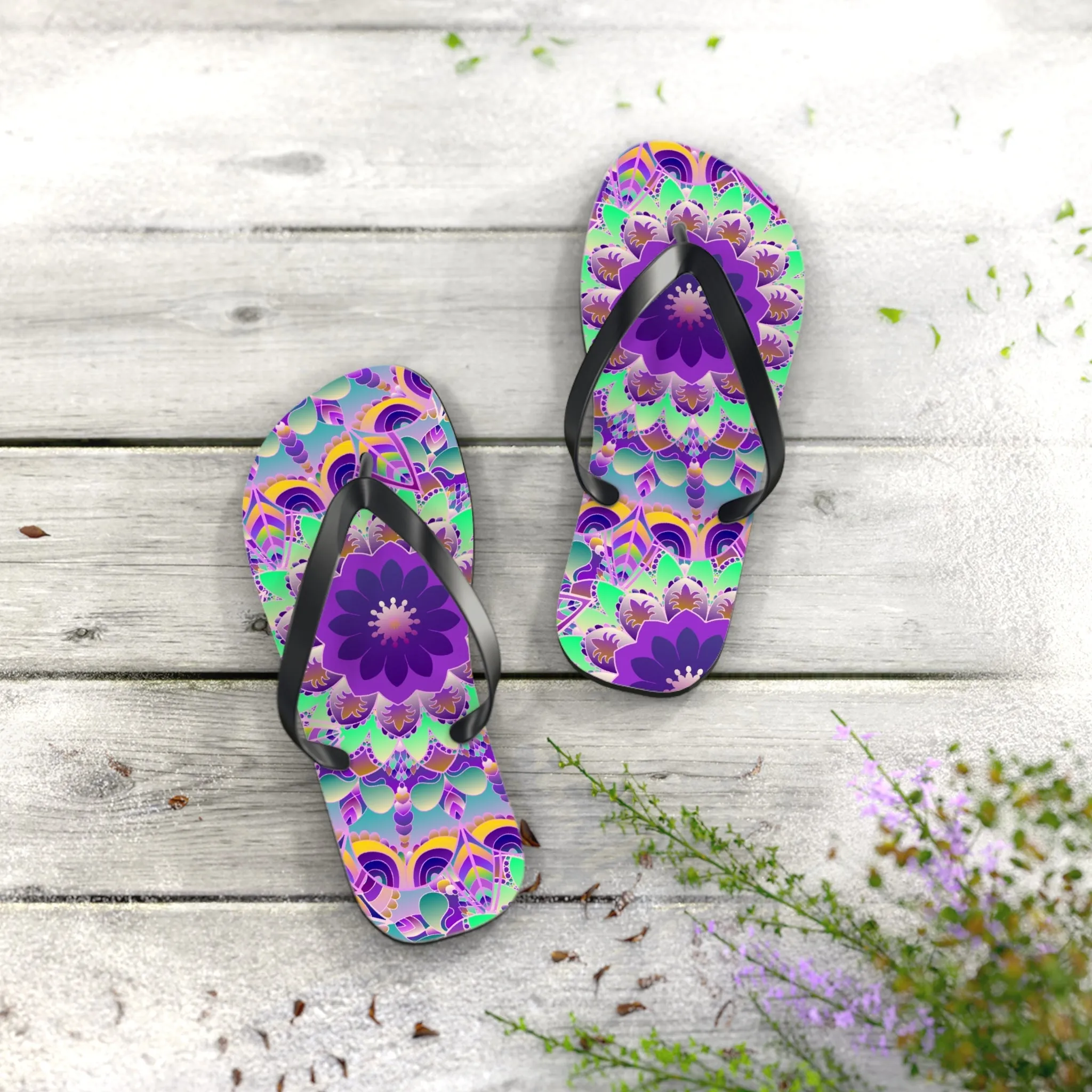 Colorful Mandala Flip Flops for Summer