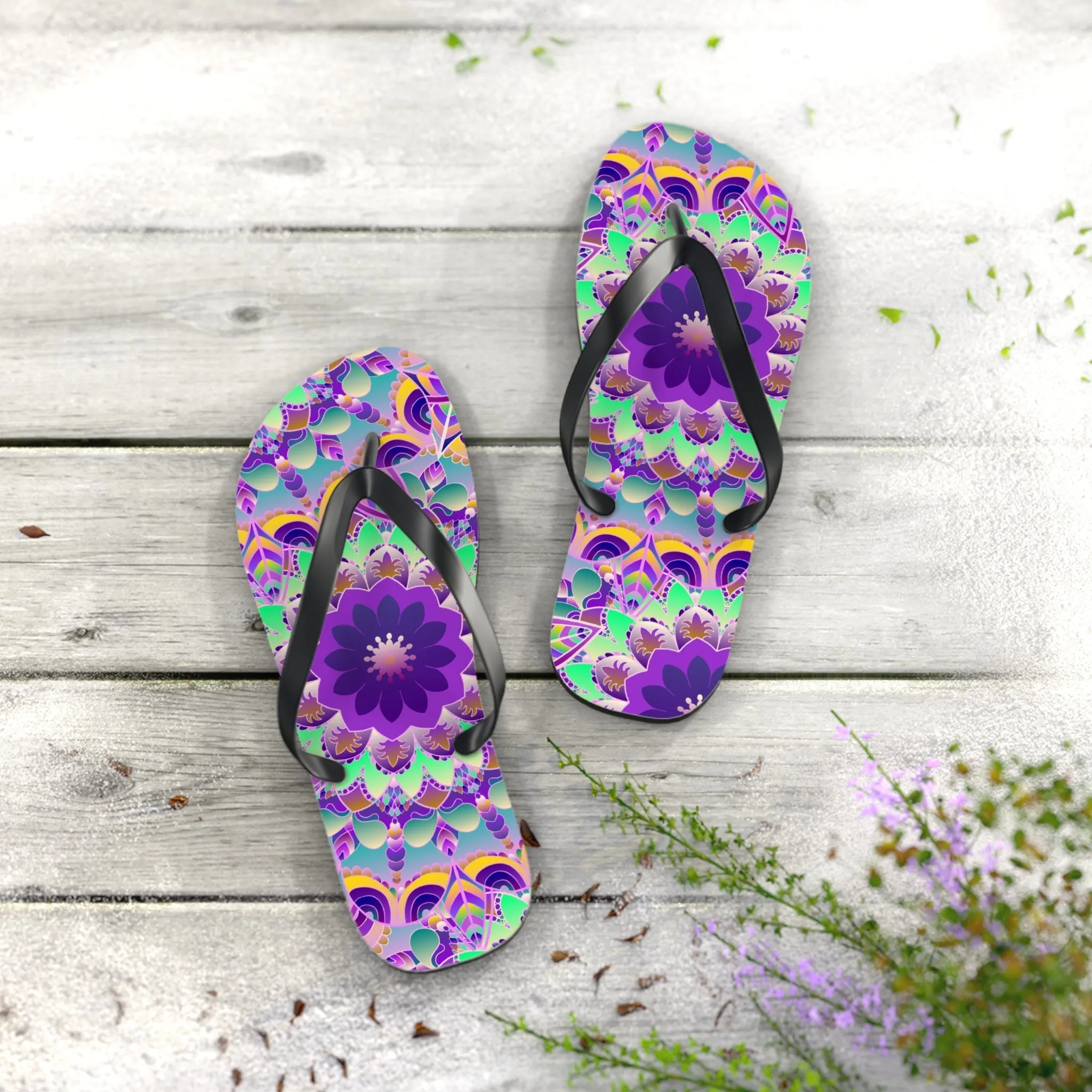 Colorful Mandala Flip Flops for Summer