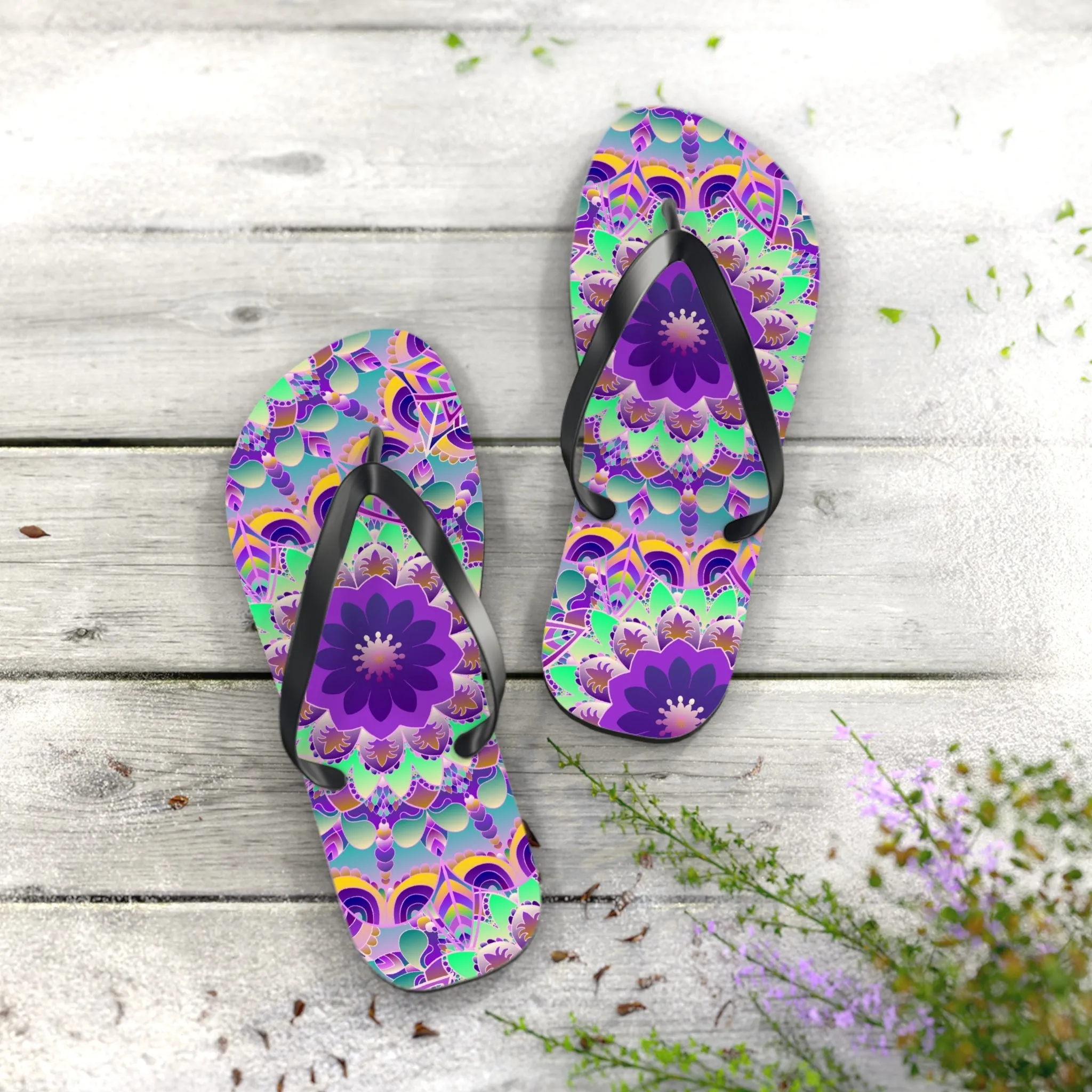 Colorful Mandala Flip Flops for Summer