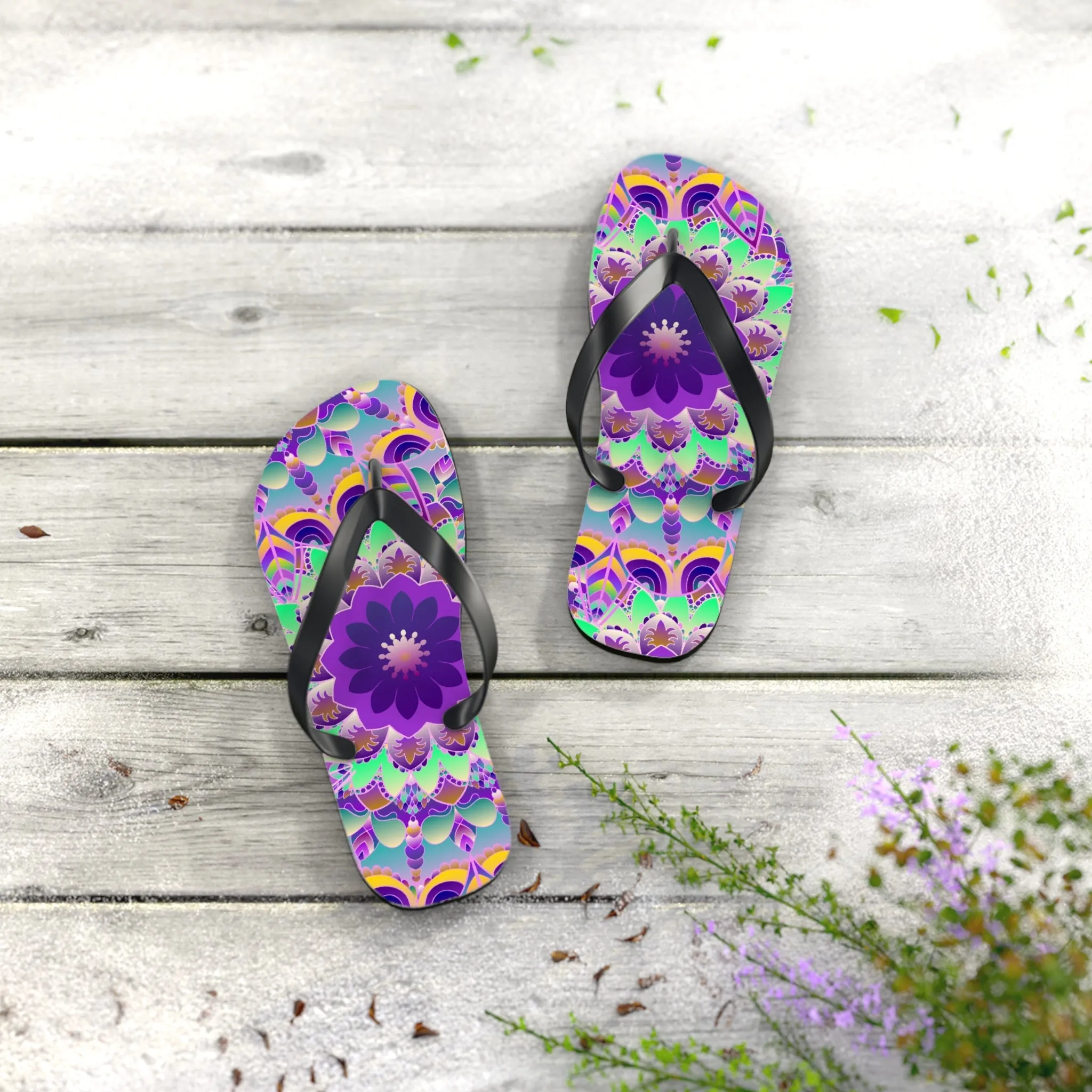Colorful Mandala Flip Flops for Summer