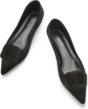 C.Paravano Women's Flats Velvet Pointed Toe Flats Slip-On Casual Work Shoes for Daily Wear Comfortable Stylish Ballet Flats