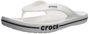Crocs Men's and Women's Bayaband Flip Flop, White/Navy, 6 US Women / 4 US Men