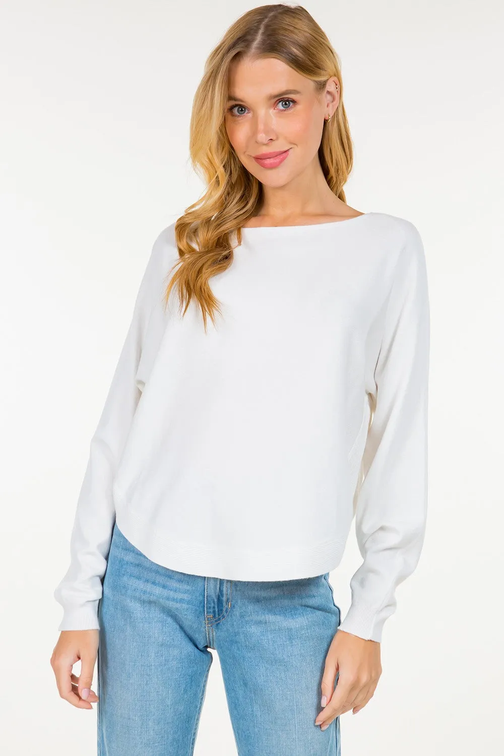 Cropped Boat Neck Pullover