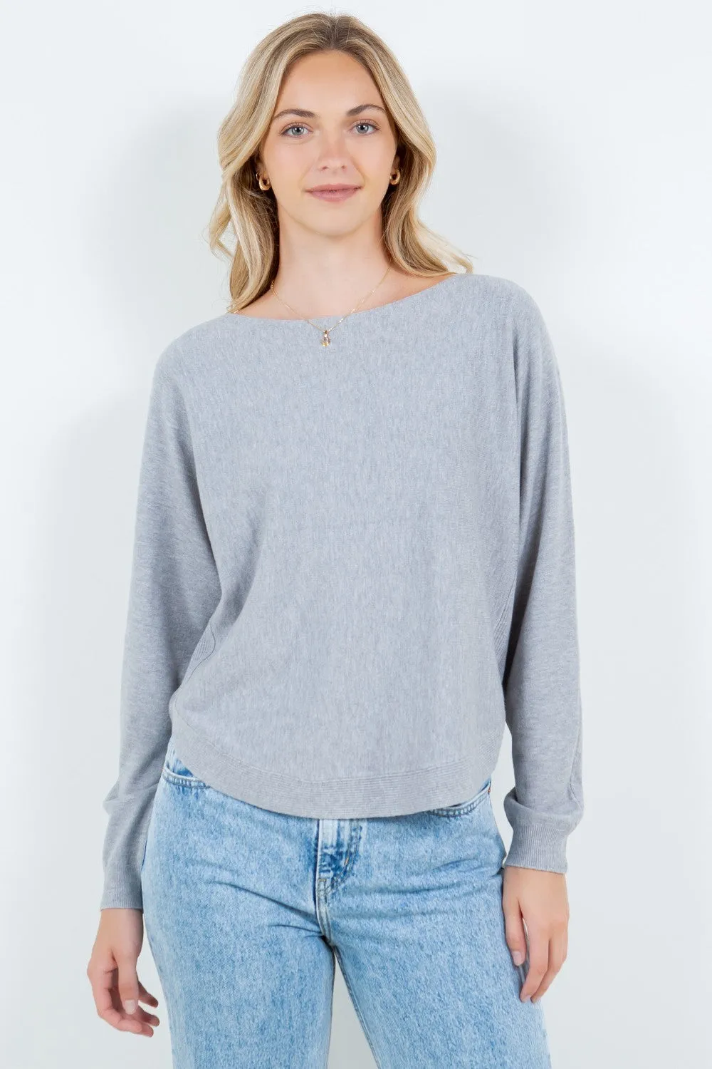 Cropped Boat Neck Pullover