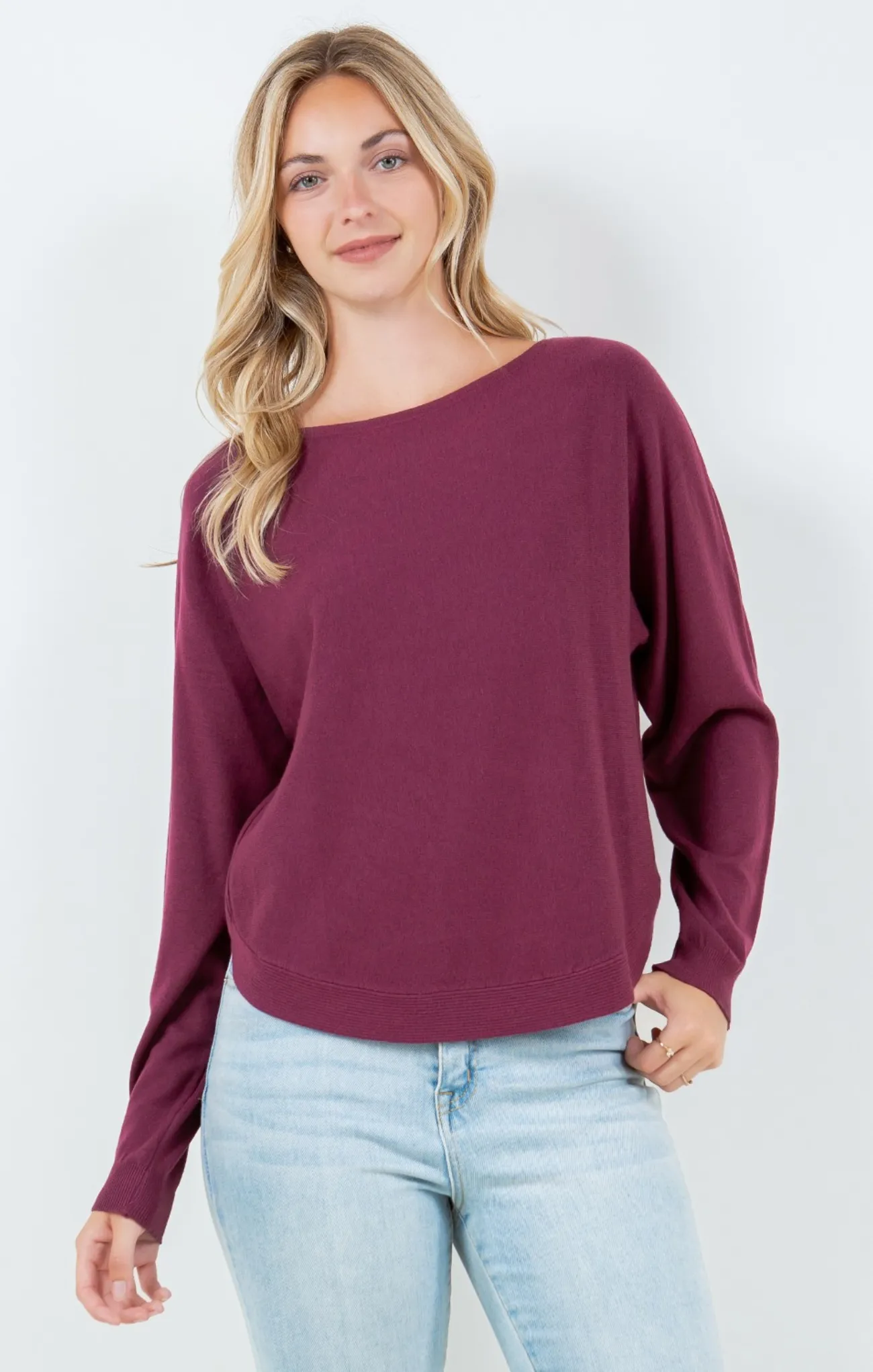 Cropped Boat Neck Pullover