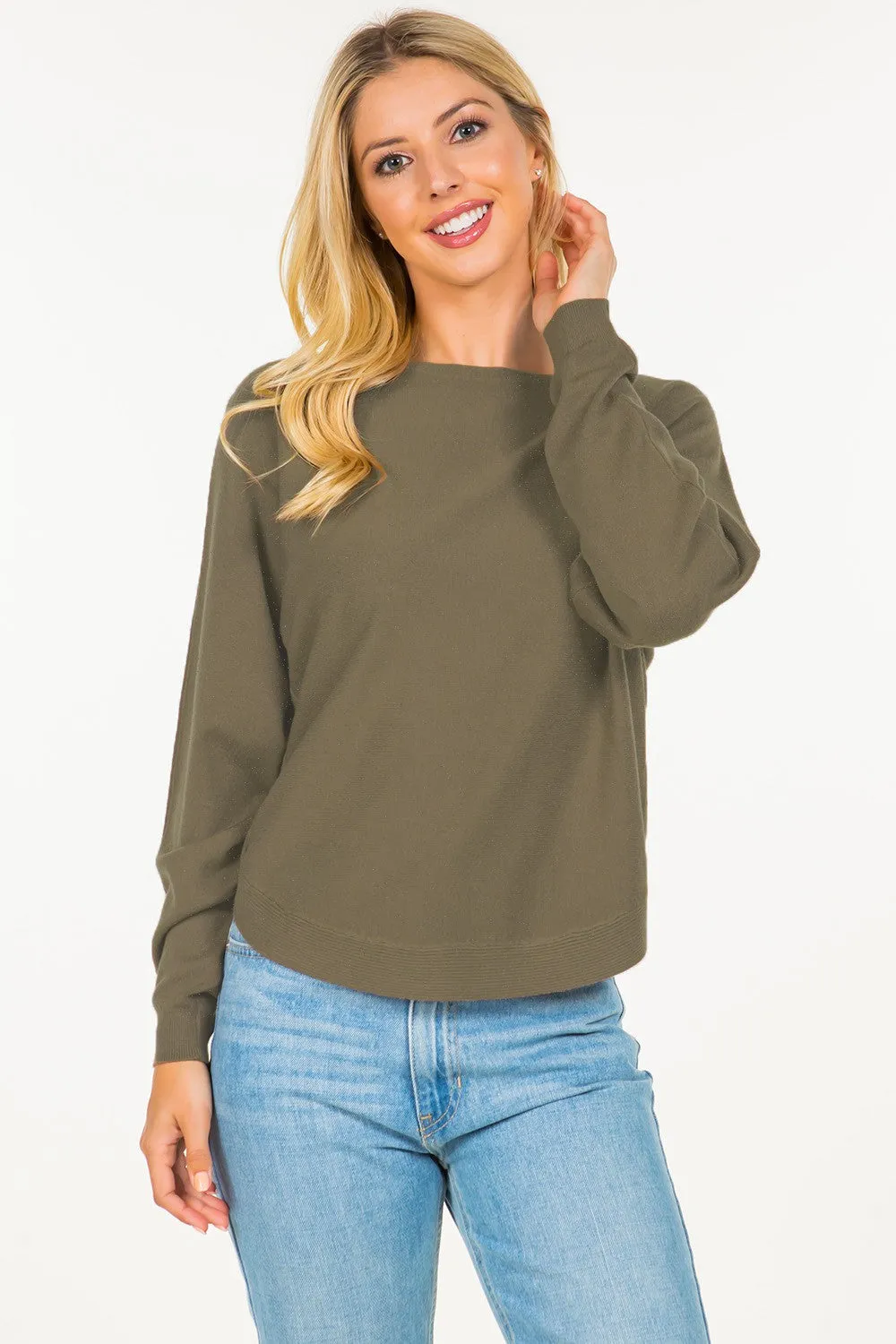 Cropped Boat Neck Pullover