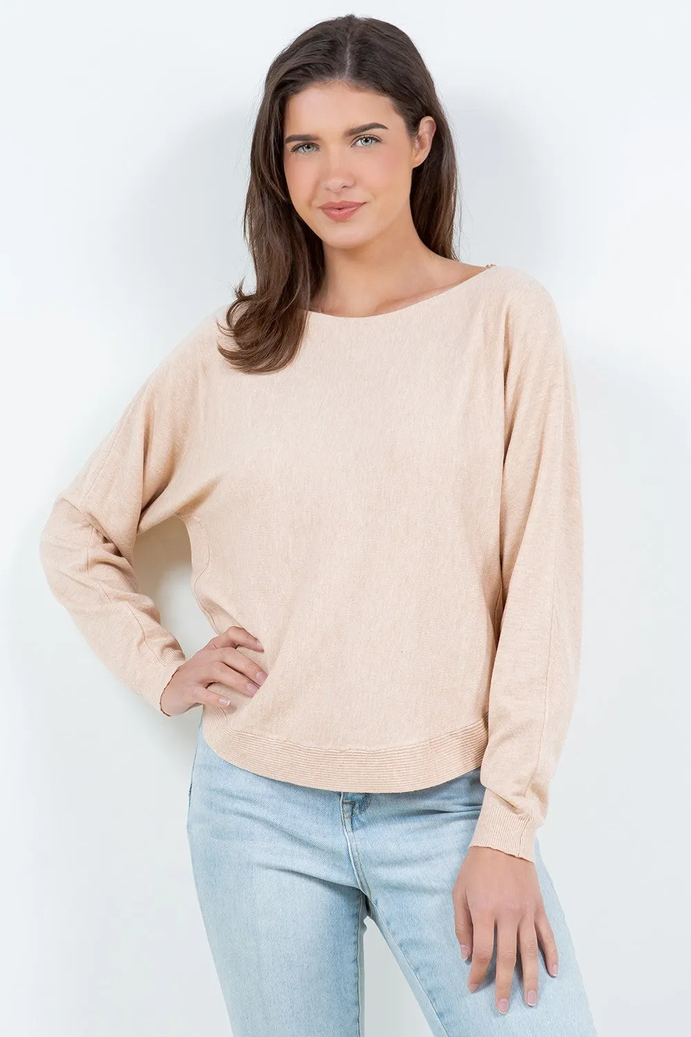 Cropped Boat Neck Pullover