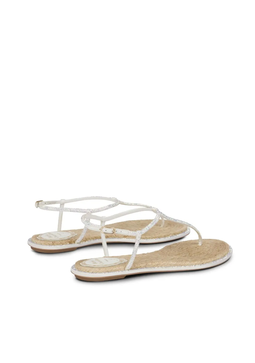 Diana White Strass Flat Sandals