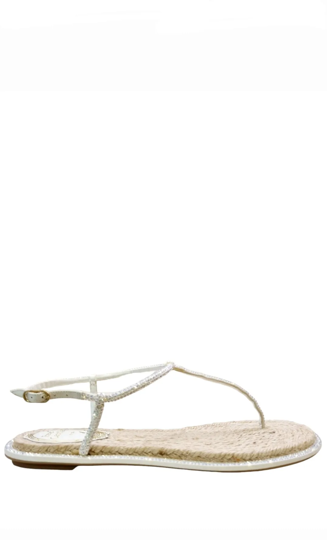 Diana White Strass Flat Sandals
