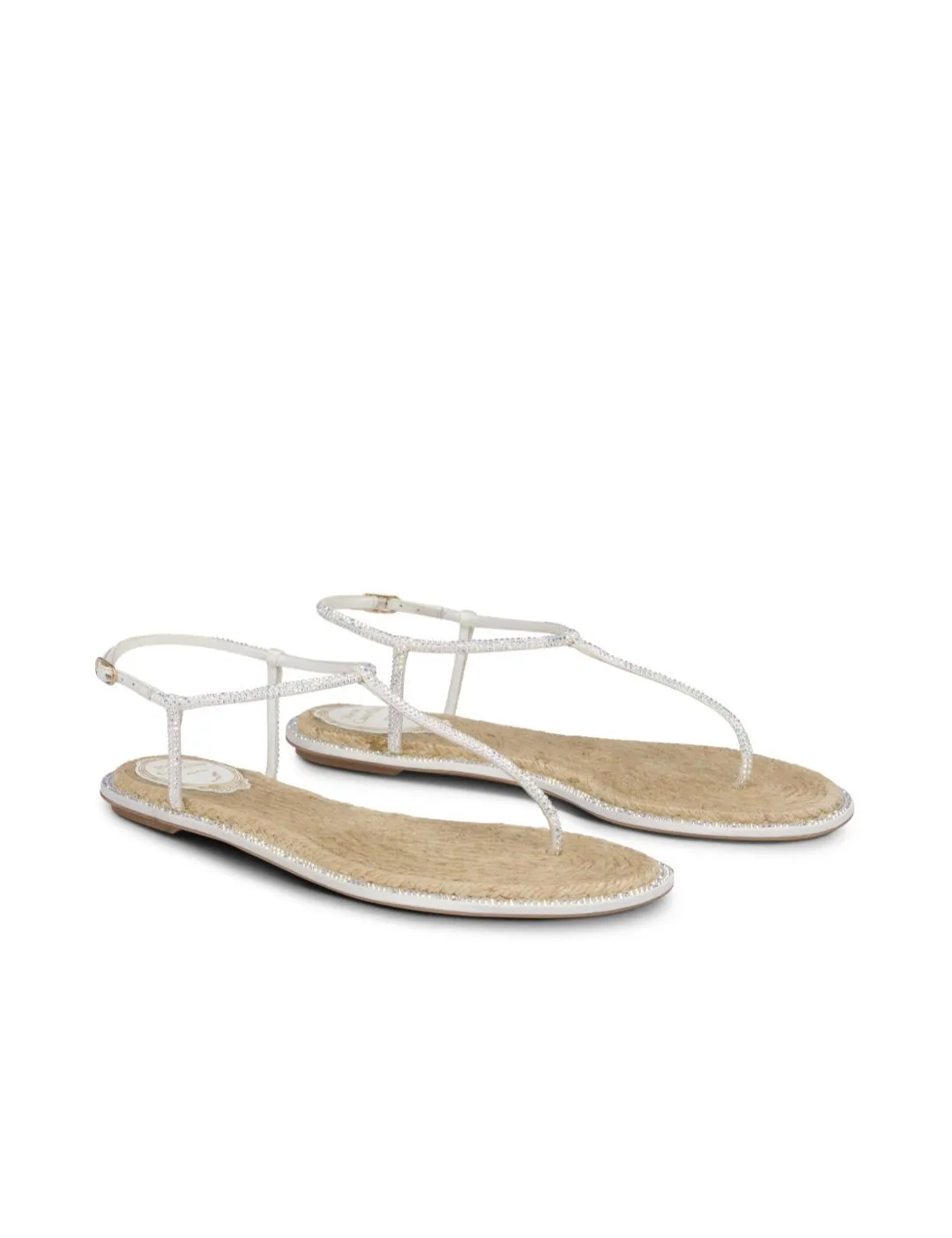 Diana White Strass Flat Sandals