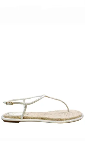 Diana White Strass Flat Sandals