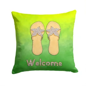 Flip Flops Welcome Fabric Decorative Pillow BB7454PW1414