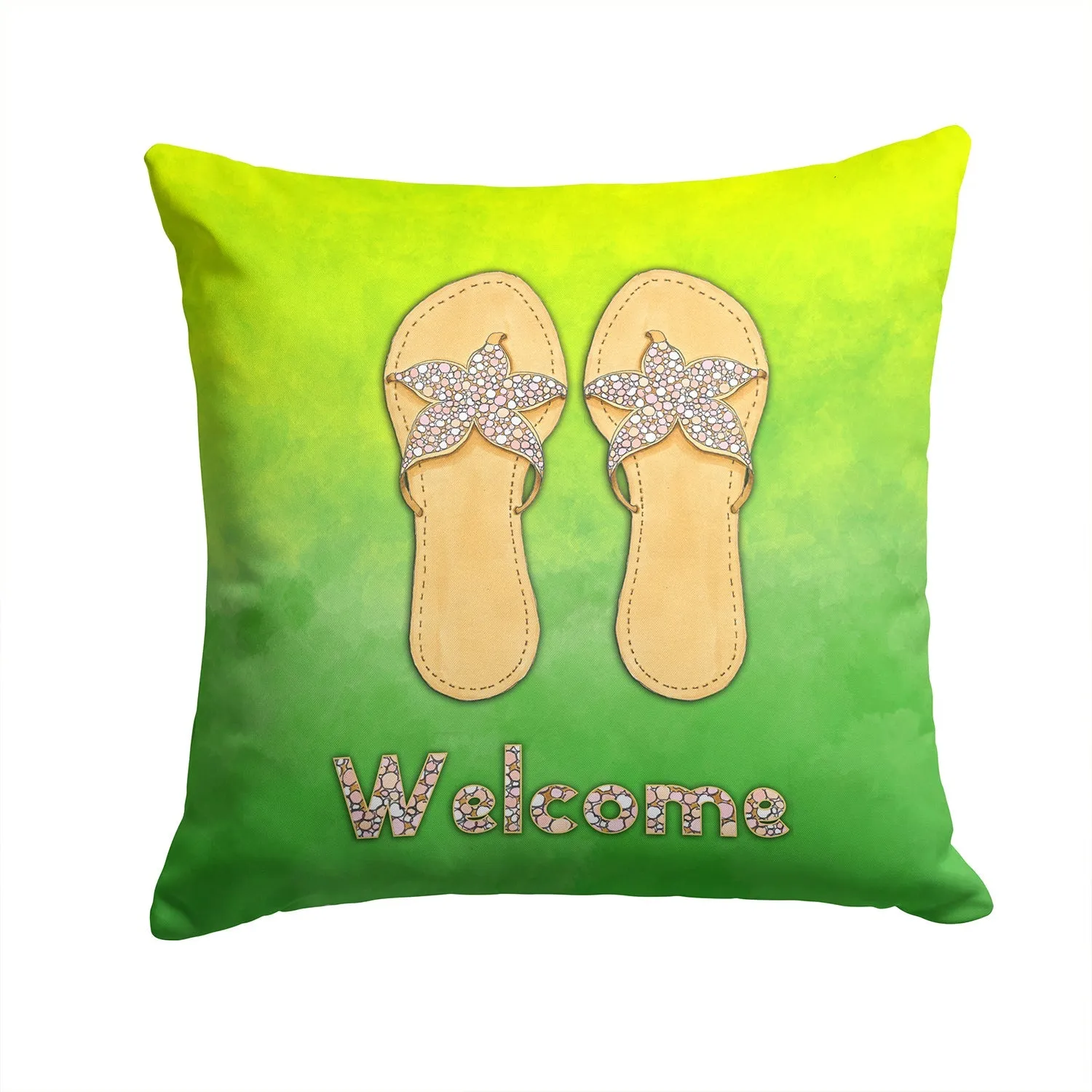 Flip Flops Welcome Fabric Decorative Pillow BB7454PW1414