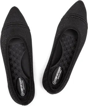 Frank Mully Women's Pointed Toe Flats Slip On Flat Knit Ballet Flats Shoes Women Dressy Comfortable Work Flats Office Shoes