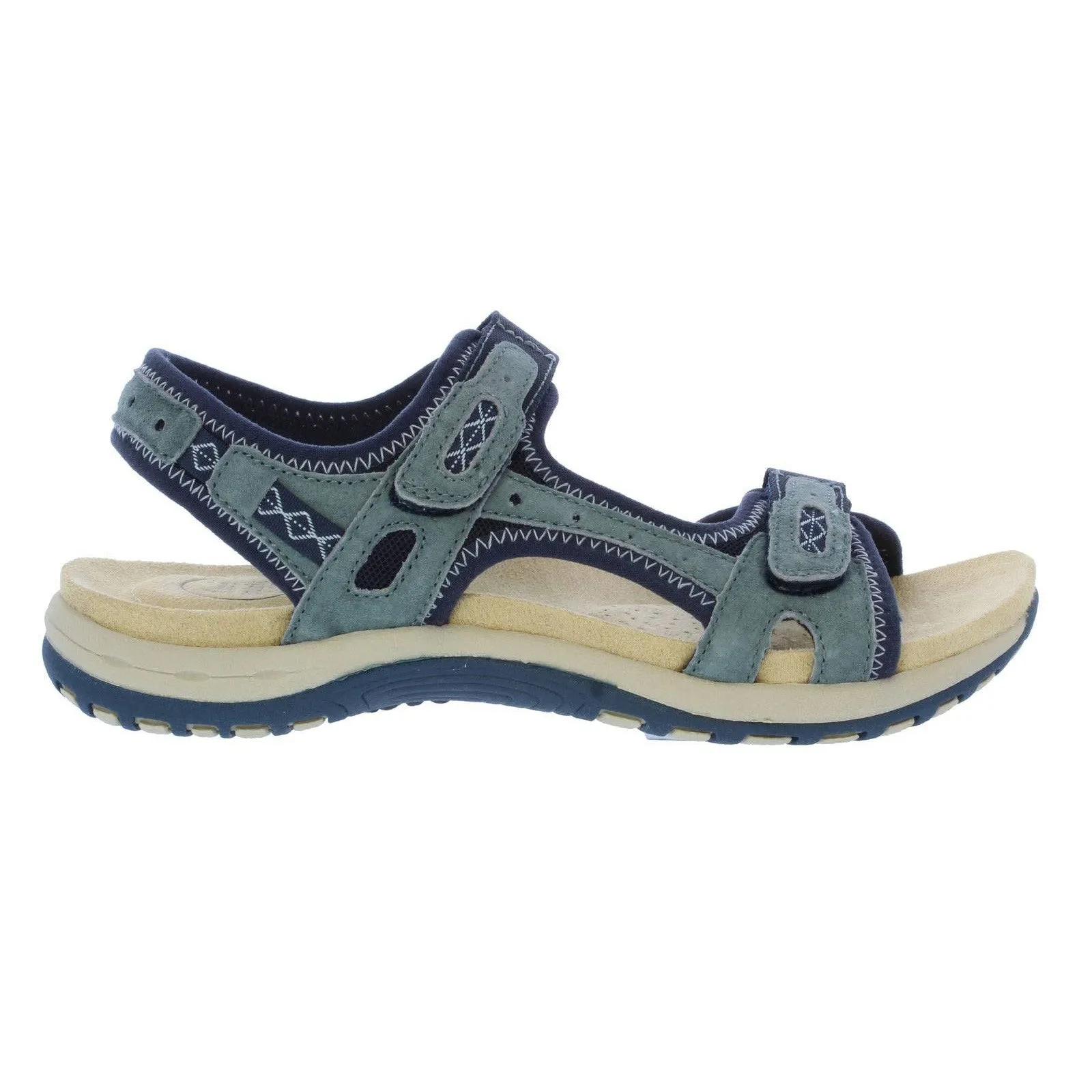 Free Spirit Frisco Ladies Navy Suede & Textile Touch Fastening Sandals